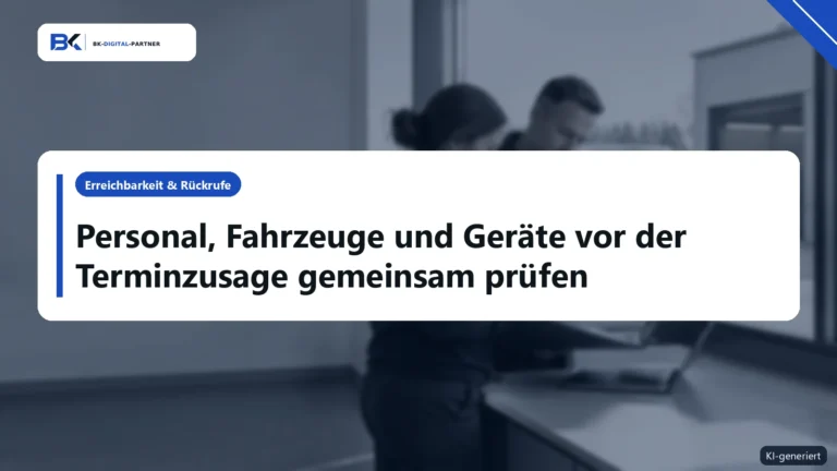 Einsatzplanung: Personal, Fahrzeuge und Geräte vor der Terminzusage prüfen